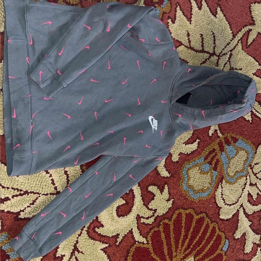 Nike Charcoal Hoodie with Pink Accents
